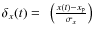 $\delta_x(t)=~\left(\frac{x(t)-x_{\rm p}}{\sigma_x}\right)$