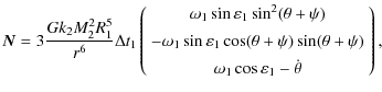 $\displaystyle {\vec N}=3\frac{Gk_2M_2^2R_1^5}{r^6}\Delta t_1 \left( \begin{arra...
...a+\psi) \\ [1.5mm] \omega_1\cos \varepsilon_1-\dot{\theta} \end{array}\right),$