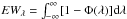\hbox{$EW_{\lambda}=\int_{-\infty}^{\infty}[1-\Phi(\lambda)]{\rm d}\lambda$}