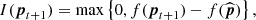 $$ \begin{aligned} I(\boldsymbol{p}_{t+1})=\max \left\{ 0, f(\boldsymbol{p}_{t+1})-f(\widehat{\boldsymbol{p}})\right\} ,\end{aligned} $$