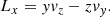 $$ \begin{aligned} L_{x} = { y} {v}_{z} - z {v}_{ y}. \end{aligned} $$