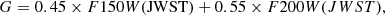 $$ \begin{aligned} G&=0.45\times F150W(\mathrm{JWST})+0.55\times F200W({JWST}), \end{aligned} $$