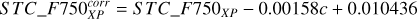 $ST{C_ - }F750_{XP}^{corr{\rm{}}} = ST{C_ - }F{750_{XP}} - 0.00158c + 0.010436$